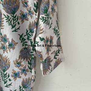 Chemise imprimée à bloc à la main Chemises élégantes pour femmes Chemise en tissu de coton doux imprimé à bloc à la main indienne en vente au meilleur prix - Product Image 3
