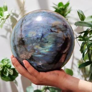 Vente en gros de pierres de guérison en cristal de labradorite polie de qualité supérieure MUNTAHA AGATE, boule de 150 à 250 g, énergie, méditation, Reiki, Feng Shui à domicile - Product Image 2