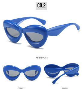 Trendy Western Style Cat-<b>eye</b> Sunglasses UV400 Protection Full Rim <b>Candy</b> Colored Frames for Women or Men - Product Image 2