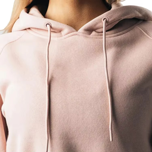 Élégant pull à capuche en molleton 100% coton pour femmes manches longues décontracté hiver fermeture éclair personnalisé haut court Streetwear Logo avant - Product Image 2