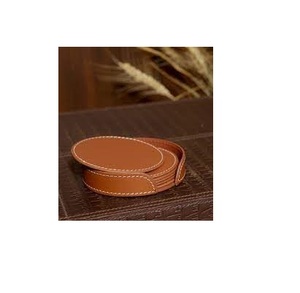 ชุดถาดรองแก้วหินหนังแฟชั่นแบบเรียบง่ายถาดรองแก้วหนังเคลือบสองด้านรูปทรงกลมราคาดีที่สุด - Product Image 1