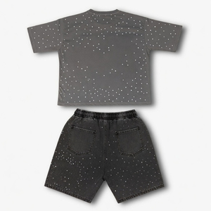 Ensemble T-shirt et short pour homme, style streetwear, imprimé crâne, col rond, vêtements décontractés d'été, tenue en coton tricoté respirant - Product Image 2