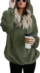 Wholesale OEM ODM Service Soft <b>Fabric</b> Made <b>Sherpa</b> Hoodie for Ladies Street Style Lightweight Ladies <b>Sherpa</b> Fleece Hoodie - Product Image 3