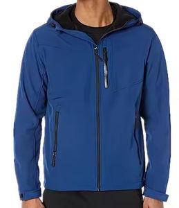 Chaqueta Softshell de invierno hecha a medida más vendida con cuello levantado de lona y logotipo frontal con capucha transpirable de alta calidad para hombres - Product Image 1