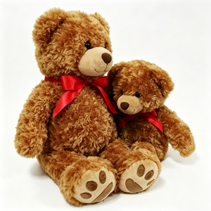 Unique plush <b>valentine</b> gift teddy bear plush, anniversary brown teddy bear with red bow, nursery <b>decor</b> classic teddy bear - Product Image 1