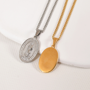 Joyería de Acero Inoxidable para Mujer, Collar con Colgante de Madre María Cristiana, PVD Chapado en Oro, Collares DE LA Virgen María de Guadalupe - Product Image 4