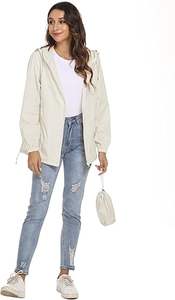 Women's Lightweight Hooded Windbreaker Jacket Breathable Waterproof Zipper <b>Raincoat</b> with <b>Packability</b> Cotton Filled Woven - Product Image 4