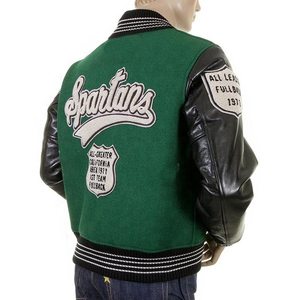 Leather Sleeve Chenille <b>Patches</b> Embroidery Logo Stand Breathable Varsity <b>Jacket</b> OEM Custom Wool School College Baseball Winter - Product Image 4