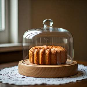 Dôme à gâteau rond fait à la main, écologique, en bois de mangue/acacia, plus haut, pour la présentation des aliments, centre de table, mariage, buffet, service - Product Image 3