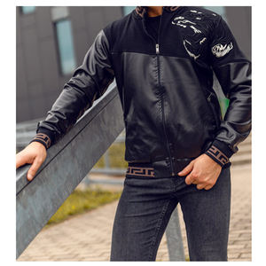 แจ็กเก็ตหนัง PU สำหรับผู้ชายเสื้อโค้ทสำหรับขี่มอเตอร์ไซค์ฤดูใบไม้ร่วงฤดูหนาว - Product Image 1