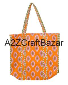 Bolso Tote de Hombro Acolchado de Algodón Indio Hecho a Mano para Mujer, Ecológico, Estilo Boho, para Compras, con Diseño Floral - Product Image 1