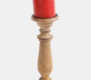 Bajo MOQ Color natural Alto Tallado a mano Pilar de madera Soporte de vela Mango Madera Fabricante venta directa de fábrica - Product Image 3