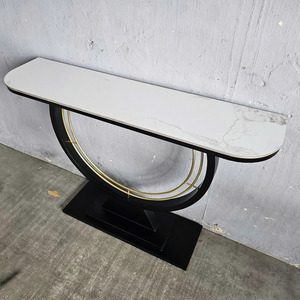 CST054 Modern Luxury DIN Console <b>Table</b> with <b>Mirrored</b> Stone Top and Iron Frame for Entry Villa Living Room Hotel Bedroom - Product Image 6