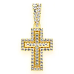 Nova moda atacado jóias fronteira angular cruz pingente de diamante para homens em ouro 14k 18k com diamante real pingente religioso