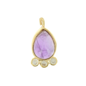Wholesale Amazonite Gemstone Drop-Shaped Pendant 14x7mm Bezel Set CZ Pyramid Pattern Sterling <b>Silver</b> Gold Vermeil Pearl Material - Product Image 4