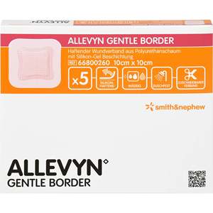 ALLEVYN Gentle Border 10 x 10 cm, 5 Piezas, Apósito Autoadhesivo para Heridas - Product Image 1