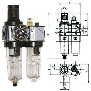 3464GFP 1 Grupos Variobloc de Filtro-Reductor-Lubricador con Vaciado Manual y Vasos Transparentes de Policarbonato, Nuevo para Sistemas Neumáticos - Product Image 1