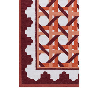 Alfombra Clásica de Lana Alhambra Roja Naranja Hecha a Mano con Tejido Plano para el Hogar ADWL-13304 Modelo Rectangular para Pasillo y Dormitorio Alfombra de Yute - Product Image 4