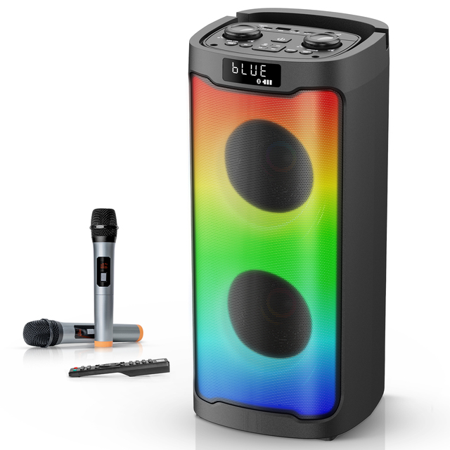 KENUO Portable Wireless Big Party Speaker Box 50w Party Speaker Remote Control Bass TWS RGB Karaoke Speaker
