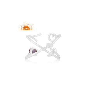 Best Selling Fine Sterling <b>Silver</b> Natural Amethyst Gemstone <b>Cross</b> Design <b>Ring</b> Custom Jewelry For Women Gift For Her - Product Image 3
