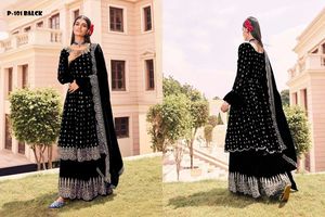 El último diseñador de ropa de fiesta india y pakistaní personalizable bordado Sharara Top y Dupatta Ropa Étnica al por mayor - Product Image 3