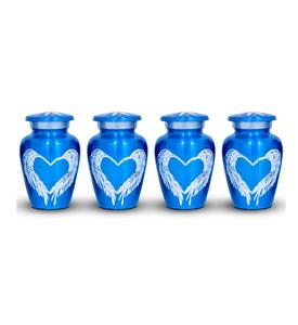 Blue <b>Urns</b> Angel Wings - <b>Small</b> Keepsake <b>Urns</b> <b>for</b> <b>Human</b> <b>Ashes</b> Set of 4 - Angel <b>Urns</b> <b>for</b> <b>Ashes</b> with Box & Bags - Honor Your Loved - Product Image 1