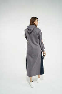 เสื้อฮู้ดดี้ผู้หญิงทรงหลวมสีม่วงคุณภาพสูง ผ้าถักเนื้อหนา ระบายอากาศได้ดี ไซส์พลัส สไตล์ลำลองทันสมัย - Product Image 2