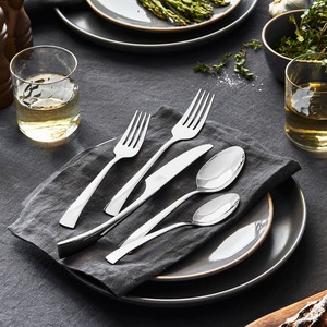 Juego básico de cubiertos con acabado plateado con mango de diseño, cubiertos de acero inoxidable para el hogar, cocina, comedor, fiestas y uso diario - Product Image 6