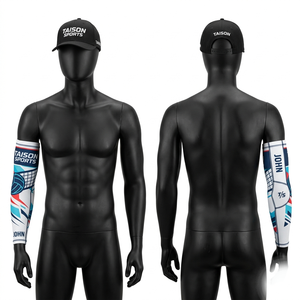 Manchon de compression pour volleyball en polyester élasthanne 220 GSM, gris et noir, impression par sublimation, logo personnalisé, ajustement compressif - Product Image 6
