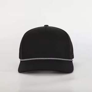 Venta al por mayor de 5 paneles de poliéster corte láser cuerda sombrero personalizado 3D bordado Logo impermeable ligero rendimiento gorras Vietnam fábrica - Product Image 2