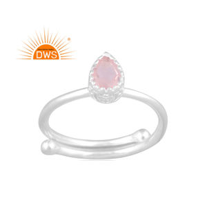 Anillo apilable de piedras preciosas de cuarzo rosa Natural de plata de ley fina más vendido, joyería personalizada para mujer, regalo para ella - Product Image 1