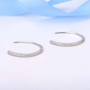 <b>Solid</b> Sterling <b>Silver</b> <b>Earring</b> with Genuine Crystal Pull-Through Threader Elegant Crystal Jewelry Accessory - Product Image 2