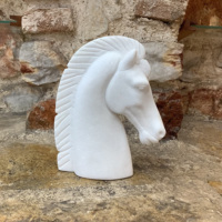 Haute qualité noir et blanc marbre pierre sculpture à la main taille réelle cheval Sculpture Statues à vendre