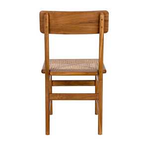 Chaise en teck de style scandinave avec assise en cannage, chaise de salle à manger minimaliste pour jardin, mobilier indonésien - Product Image 5