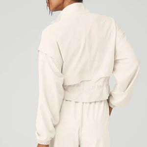 Veste coupe-vent légère à cordon de serrage en polyester et élasthanne ample de style streetwear pour femmes, veste décontractée à fermeture éclair - Product Image 4