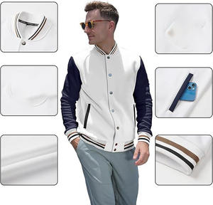 Blouson universitaire homme grande taille personnalisé avec logo, col montant, style Letterman uni, en toile, vente en gros - Product Image 4