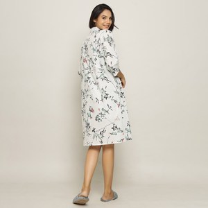 Conjunto de traje de noche de algodón con estampado floral hecho a mano con encogimiento de hombros para mujer, ropa de verano disponible al mejor precio - Product Image 5