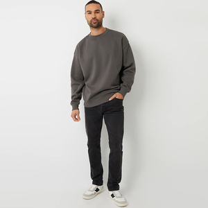 เสื้อสเวตเตอร์คอกลมผ้าฟลีซสำหรับผู้ชายเสื้อสเวตเตอร์คอกลมผ้าคอตตอนสีเทาแบบปรับขนาดได้สำหรับผู้ชายและ100% - Product Image 3