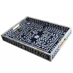 Plateau de service en os Art Déco de luxe avec incrustation naturelle de qualité supérieure pour les occasions spéciales de mariage, Ramadan et Eid - Product Image 4