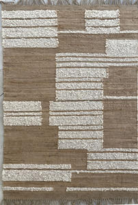 พรมปูพื้นขนสัตว์และปอกระเจาทำด้วยมือที่ทันสมัยมีหลายพื้นผิวทอมือโดยโรงงานสำหรับใช้ในบ้านและภายใน - Product Image 6