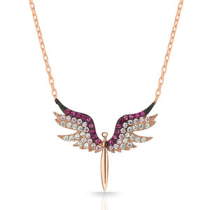 Haute qualité Logo personnalisé 925 argent Sterling Zircon pierre ange collier bijoux fins avec or perle femmes en gros turquie - Product Image 2