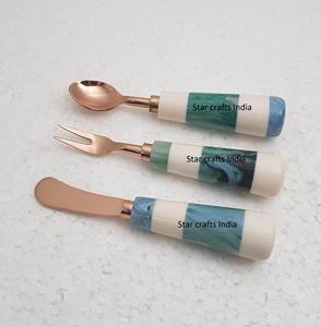 Juego de cucharas y frutas de refresco directo a la fábrica, cubiertos de cocina de acero inoxidable con cuchara plateada, tenedor y cuchillo, Juego de 3 - Product Image 2