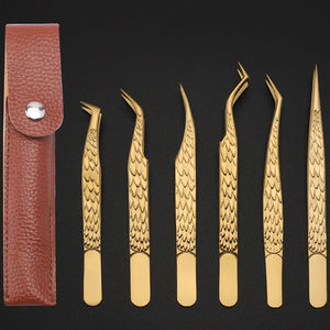 Pinzas de extensión de pestañas antiestáticas con puntas finas Bolsa de embalaje personalizada Herramientas de extensión de pestañas Juego de pinzas de pestañas Proveedor OEM - Product Image 1