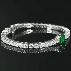 925 <b>Silver</b> 6.50 Ct Round Brilliant Cut Moissanite Luxury Unisex Tennis <b>Bracelet</b> - Product Image 2