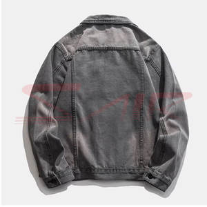 Veste en jean personnalisée pour homme grande taille, col montant, écologique, couleur unie, respirante, en toile - Product Image 2