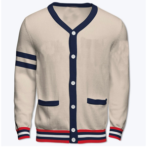 Suéteres Personalizados con Cuello en V y Logotipo Bordado para Mujeres, Cárdigan de Punto con Apliques Griegos - Product Image 1