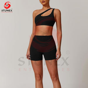 Ensemble de vêtements d'été décontractés personnalisés pour femmes Shorts de gymnastique en coton Ensemble de yoga pour femmes deux pièces - Product Image 4