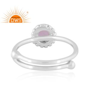 Latest Design Fine Sterling Silver Natural Pink Amethyst Gemstone <b>Adjustable</b> <b>Ring</b> Jewelry Manufacturer - Product Image 4