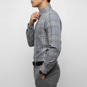 ชุดเดรสลายทางของผู้ชายเสื้อเชิ้ตทรงพอดีตัวแขนยาวเป็นมิตรกับสิ่งแวดล้อม - Product Image 5