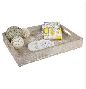 Plateaux décoratifs de ferme de conception de papillons sculptés Plateau de service en bois de manguier avec poignées Utilisation polyvalente à bas prix - Product Image 2